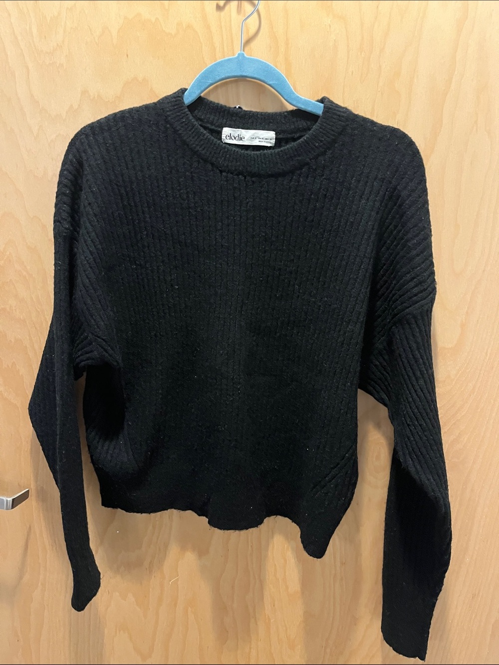 Elodie Black Ribbed Crew Neck Sweater